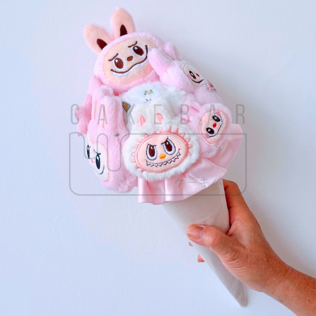 Plushie Flower Cone Labubu Pink (Medium)