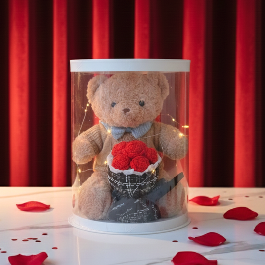 Plushie Bear with Rose Bouquet