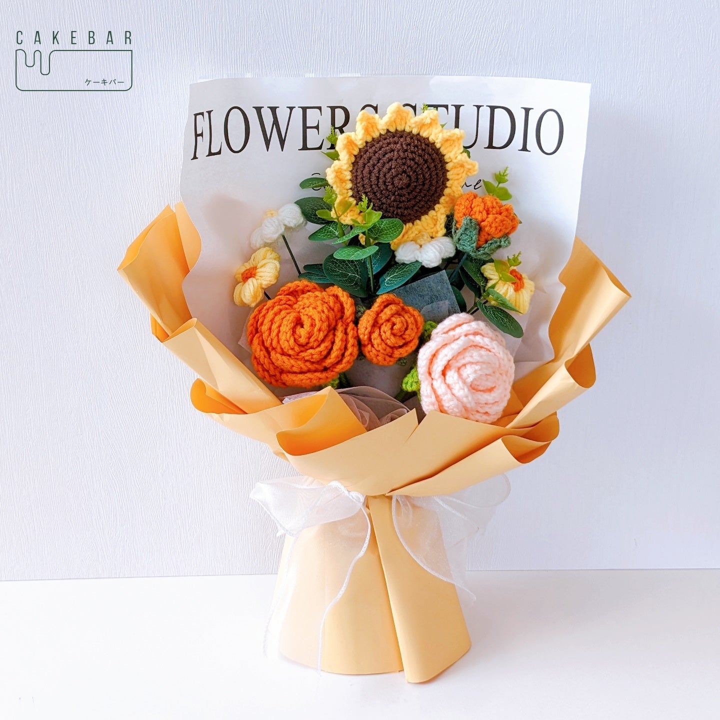 Crochet Rose Sunflower Bouquet - $62.00