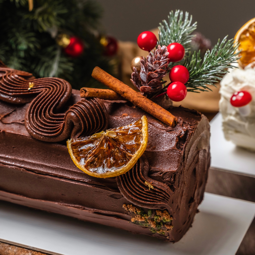 Chocolate Caramel Log Cake