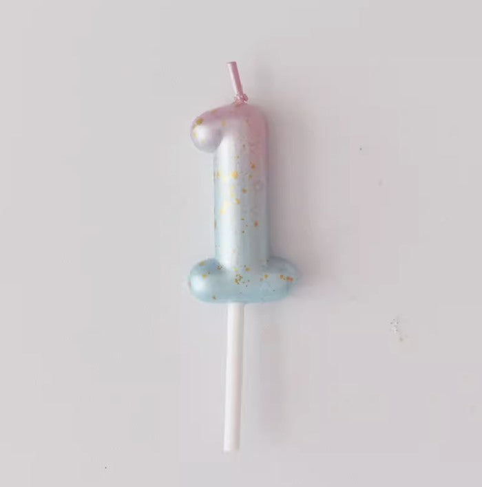 Galaxy Gradient Pink Blue Number Candle