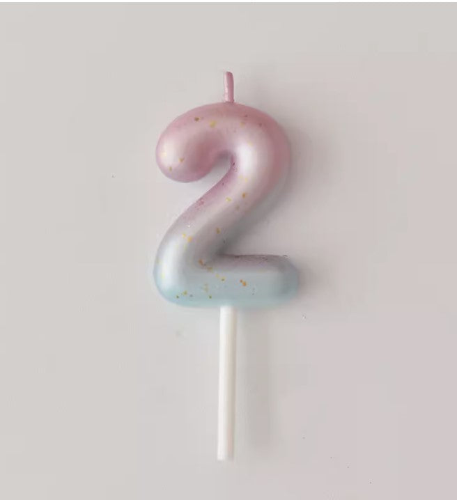 Galaxy Gradient Pink Blue Number Candle