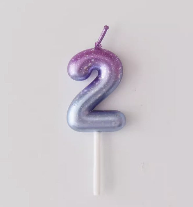 Galaxy Gradient Purple Blue Number Candle