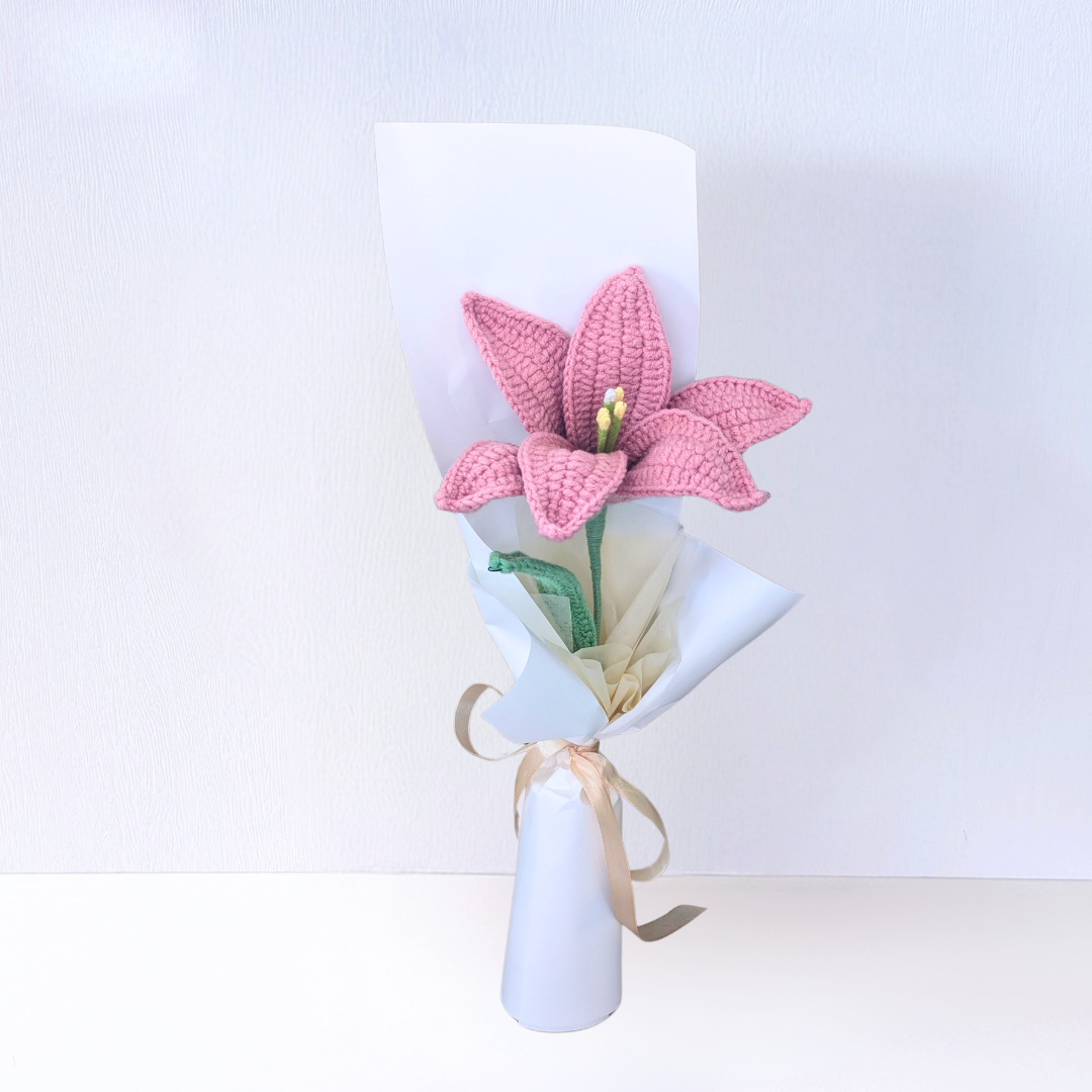 Crochet Pink Lily Bouquet