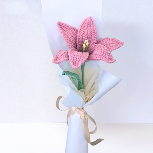 Crochet Pink Lily Bouquet