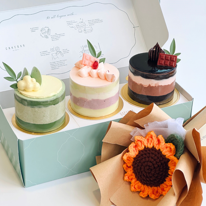 Mix 3 Single Cake Box with Sunflower