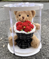 Knitting Red Roses Bouquet Teddy Surprise (Medium)
