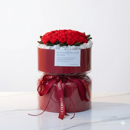 Red Roses Big Knitting Flower Bouquet