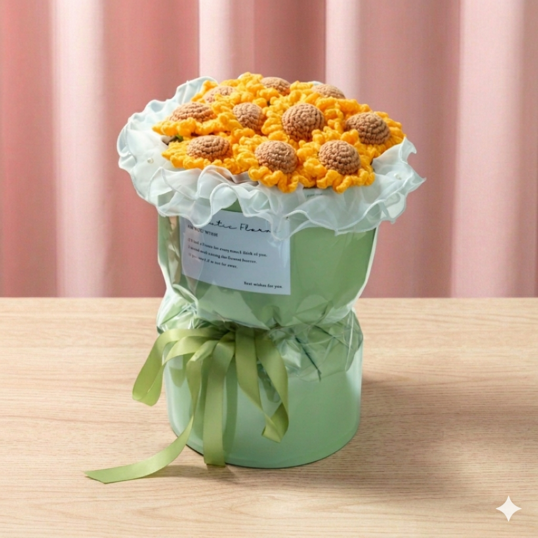 Rose Pink Guava Cake with Sunflower 10 Blooms (Set C)