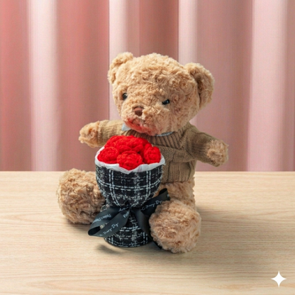 Rose Pink Guava Cake with Bear with Rose (Set B)