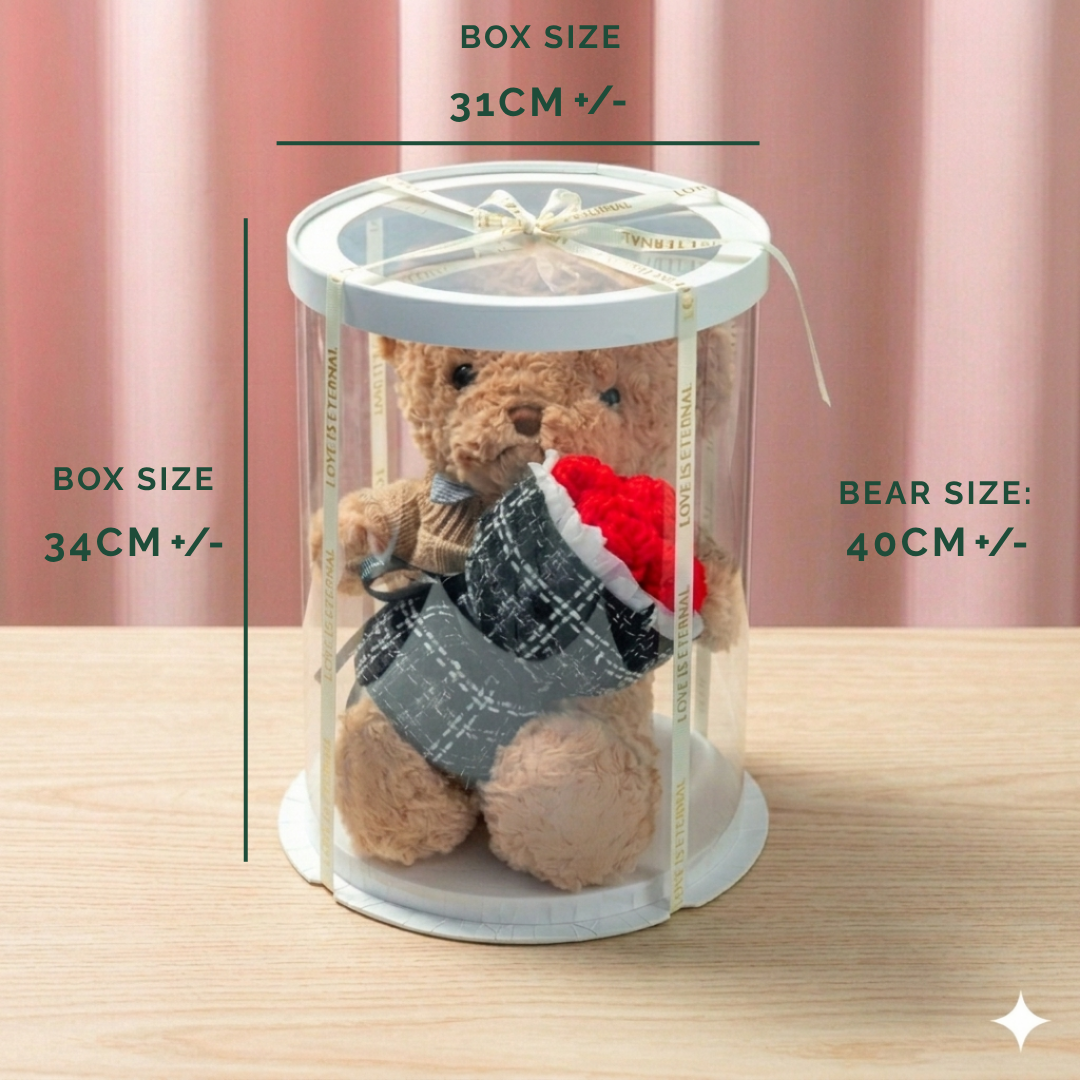 Rose Pink Guava Cake with Bear with Rose (Set B)