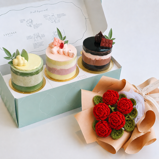 Mix 3 Single Cake Box with Rose